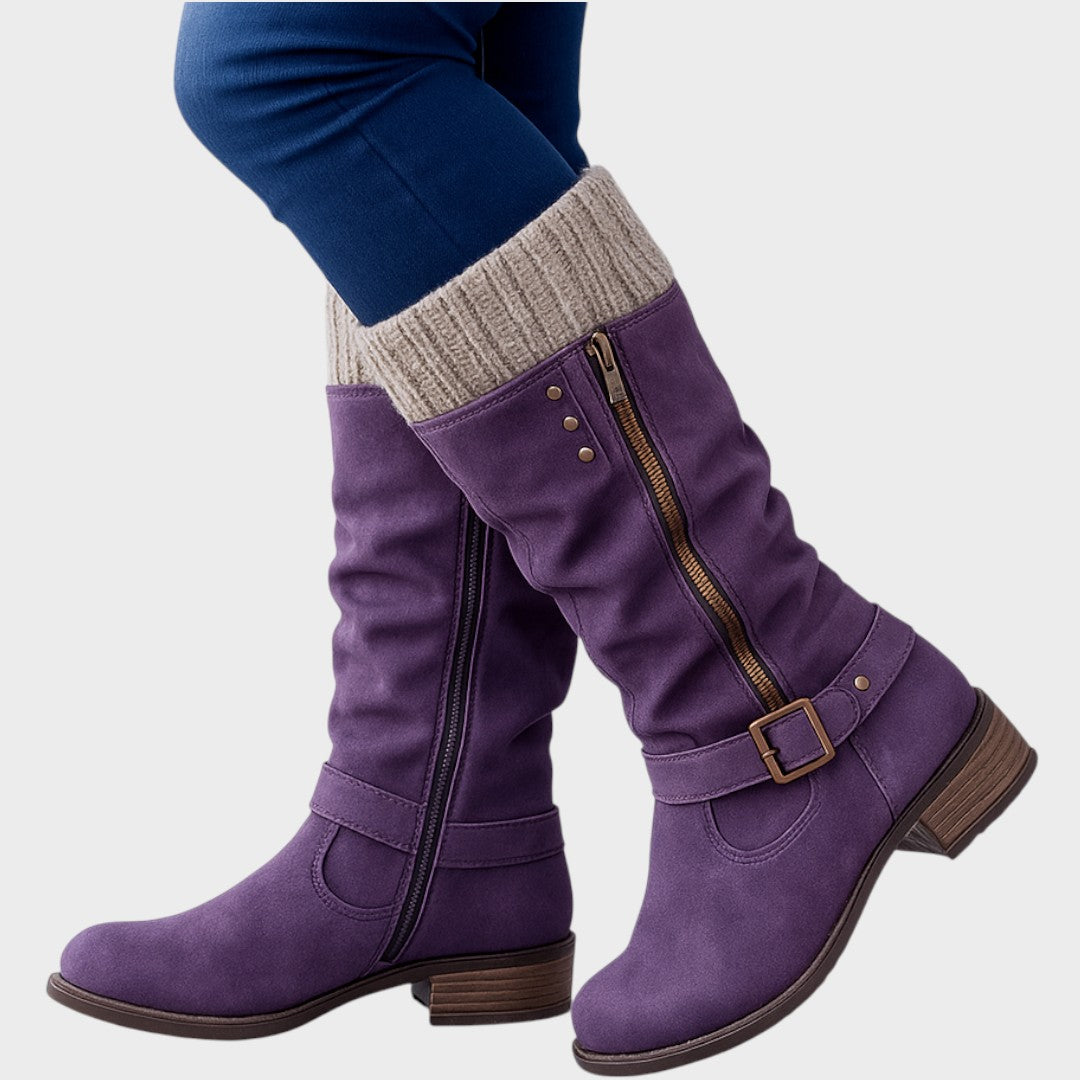 Gloria | Bota de Caña Alta con Detalle de Malla Trenzada