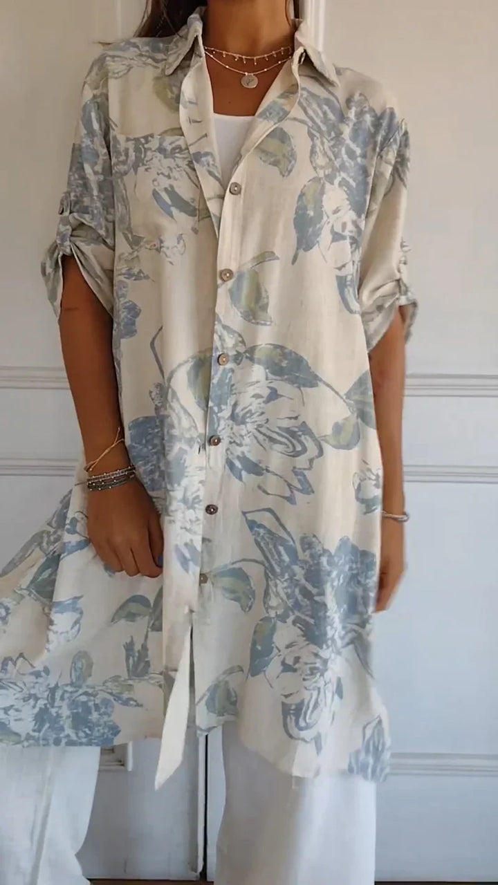 Judit™ – Vestido camisero floral con bolsillos y frescura relajada