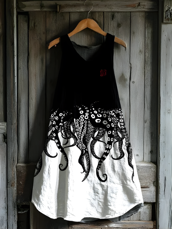 Vestido de Lino con Tentáculos de Pulpo