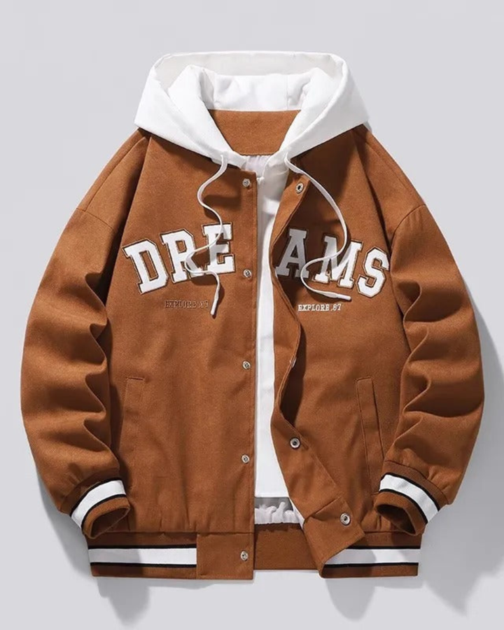 SUTONE™ | CHAQUETA VARSITY CON CAPUCHA