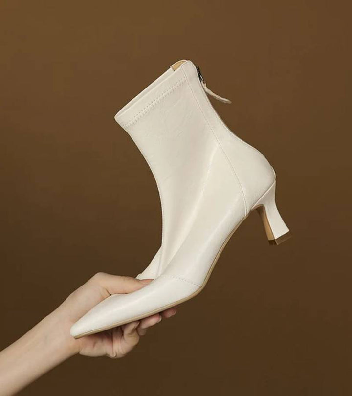 Fulvia | Bottines minimalistes en cuir à talon moyen