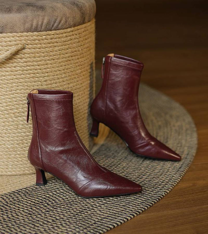 Fulvia | Bottines minimalistes en cuir à talon moyen
