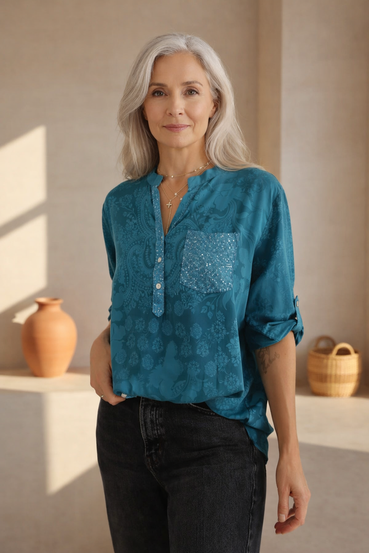 Thalina - Embellished Pocket Blouse