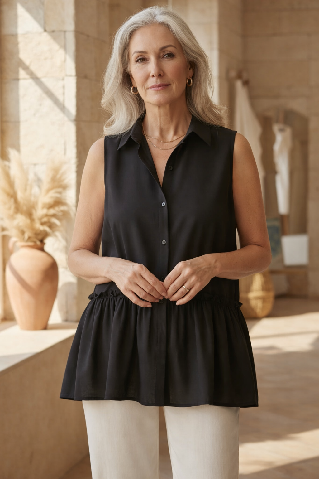 Aquira - Ruffle Buttoned Top