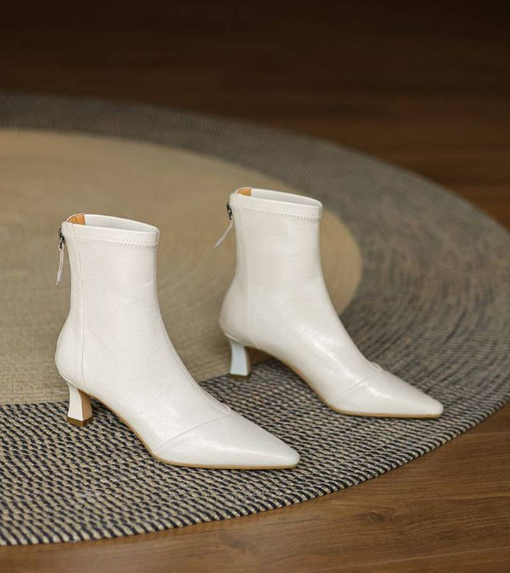 Fulvia | Bottines minimalistes en cuir à talon moyen