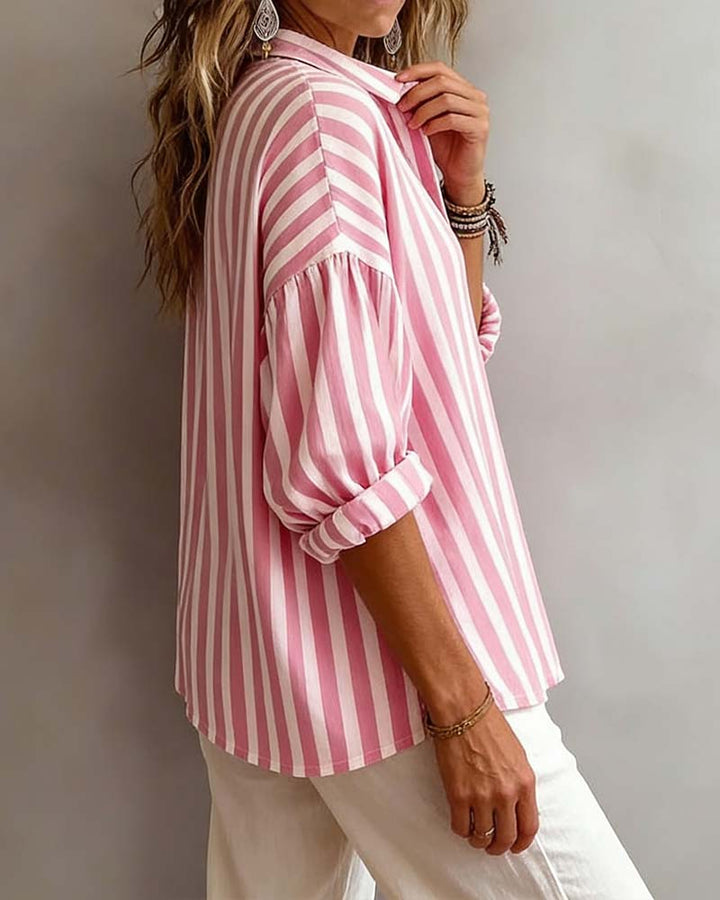 Nora | Blusa holgada de rayas con cuello