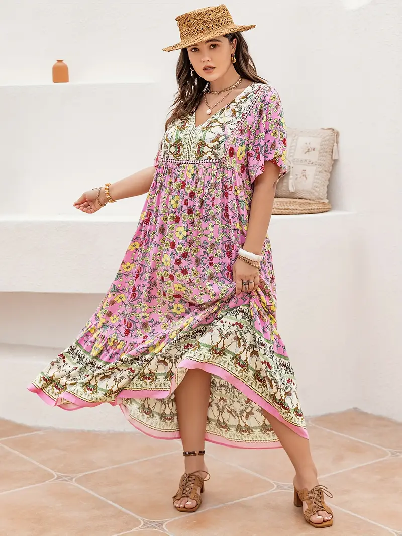Boho Floral Maxi Dress – Plus Size