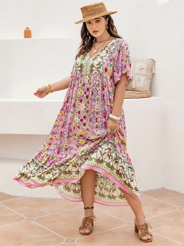 Boho Floral Maxi Dress – Plus Size