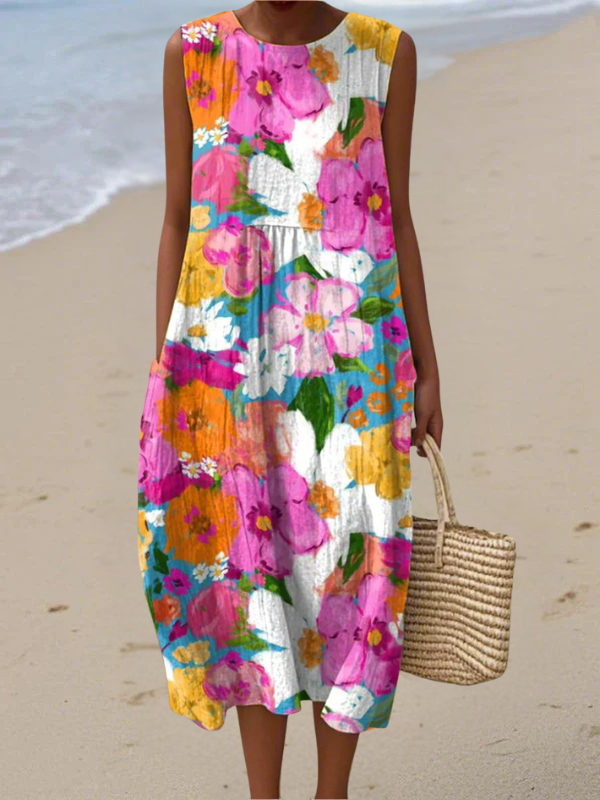Eden™ Vestido Midi Floral Vibrante