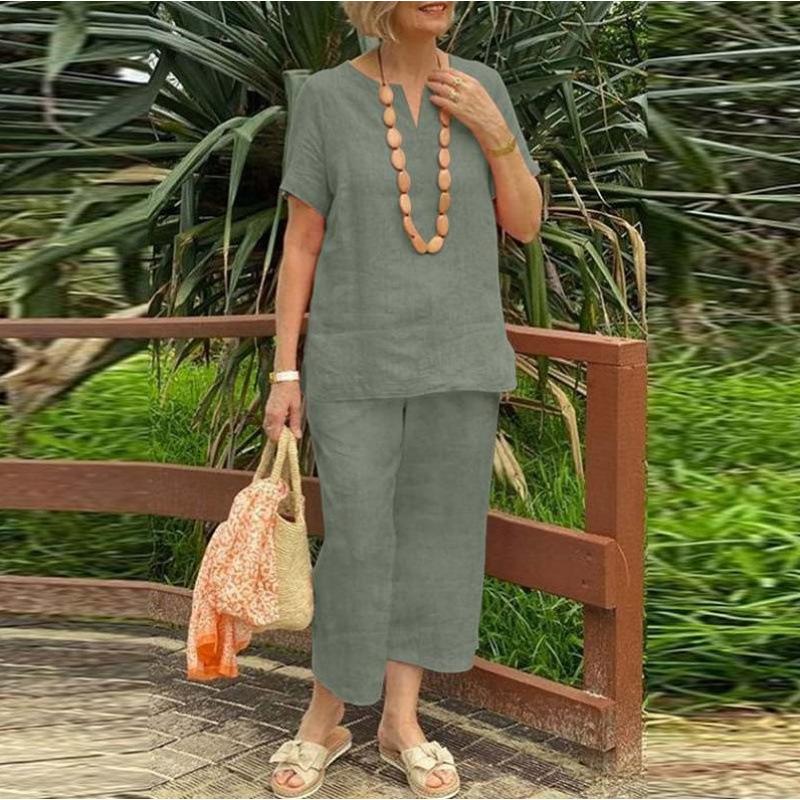 Isla | Conjunto de Lino de Pierna Ancha