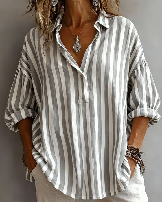 Nora | Blusa holgada de rayas con cuello