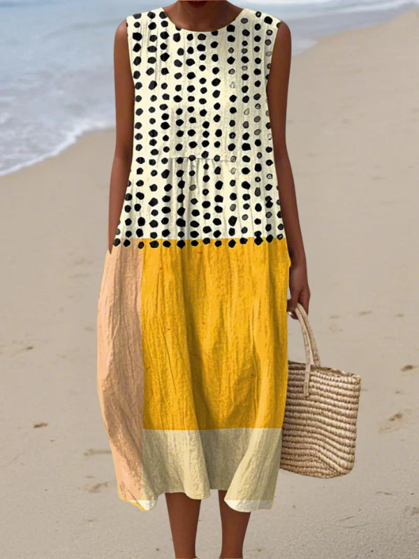 Colette | Vestido de lunares con bloques de color