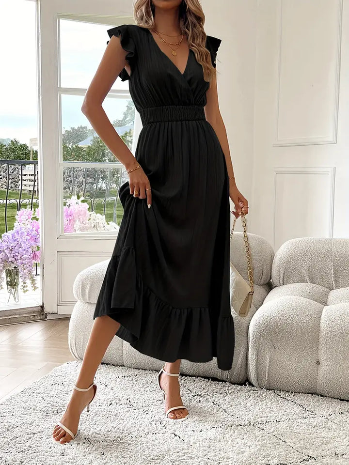Carmen™ Vestido con escote cruzado, cintura fruncida y volantes