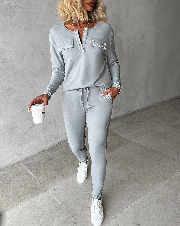 Elle | Conjunto de 2 piezas cómodo con perlas