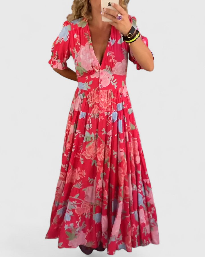 Minelda | Vestido floral elegante con escote en V