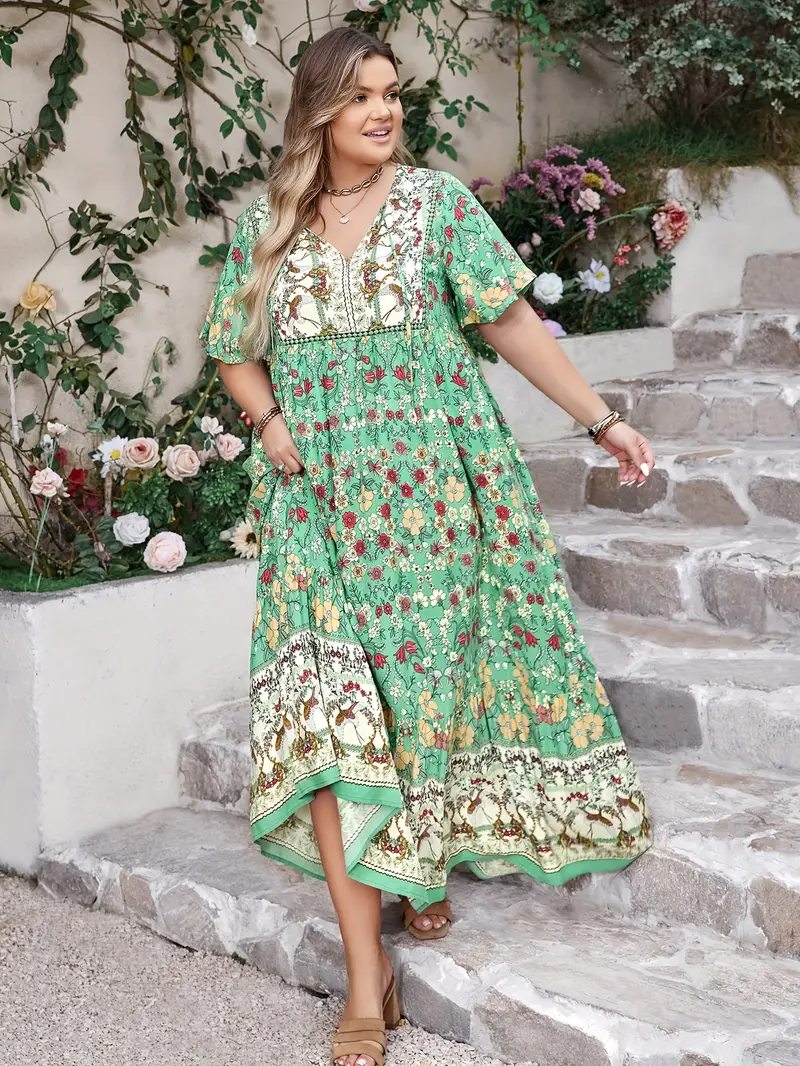 Boho Floral Maxi Dress – Plus Size