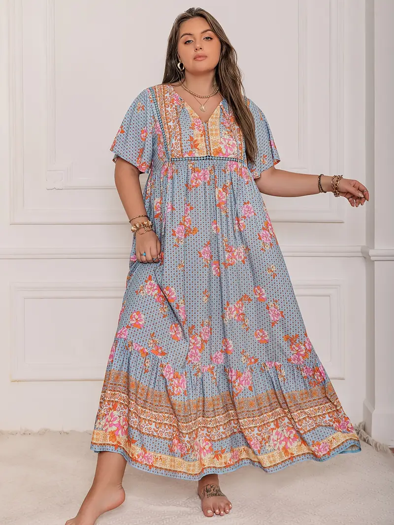 Boho Floral Maxi Dress – Plus Size