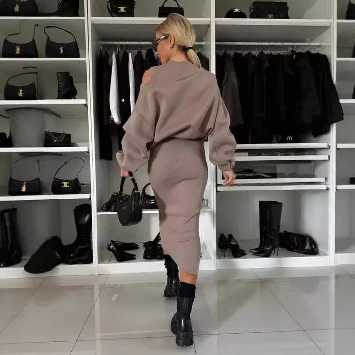 Camila - Conjunto de vestido sin mangas y jersey