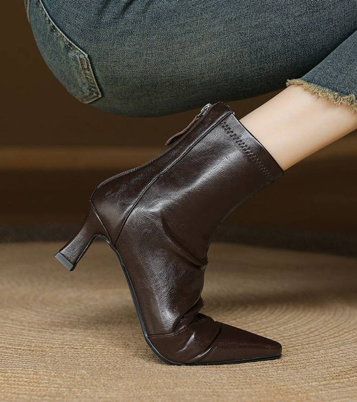 Fulvia - Botines minimalistas de piel con tacón medio