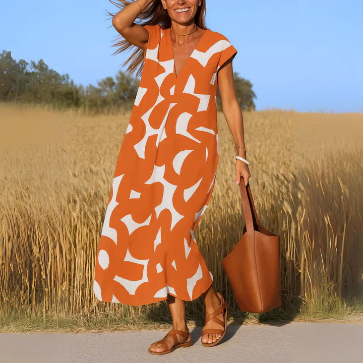 Valeria | vestido con estampado artístico y corte relajado