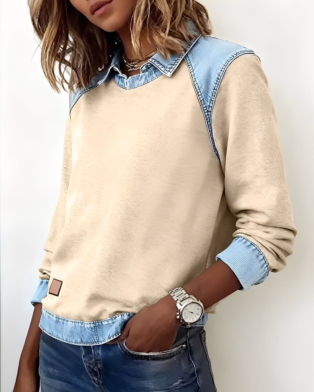 MARINA™ | SUÉTER POLO DE TEJIDO VAQUERO