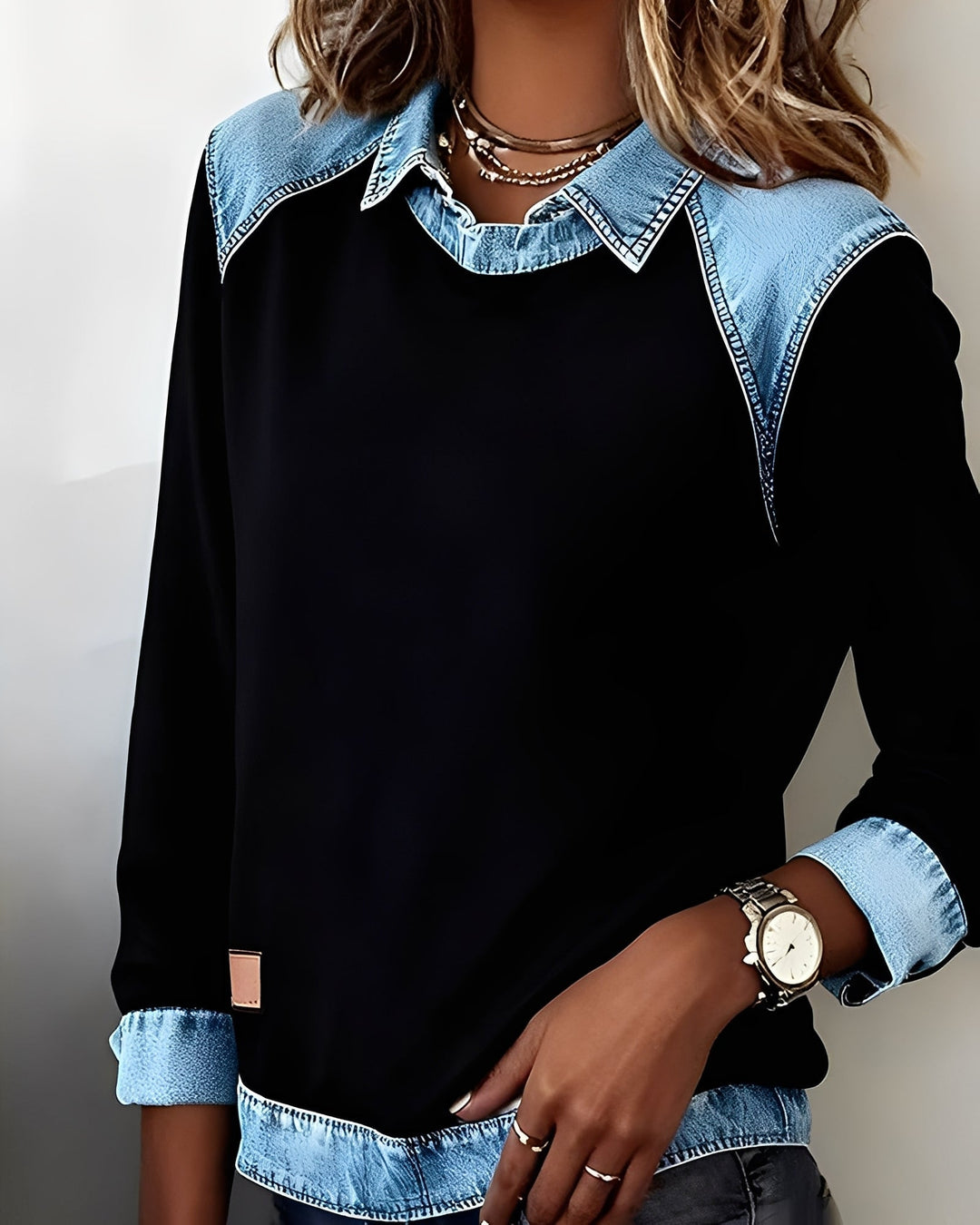 MARINA™ | SUÉTER POLO DE TEJIDO VAQUERO
