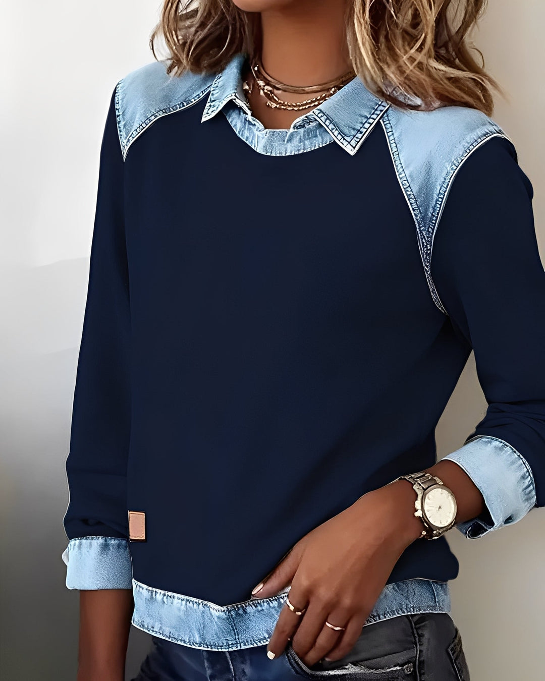 MARINA™ | SUÉTER POLO DE TEJIDO VAQUERO