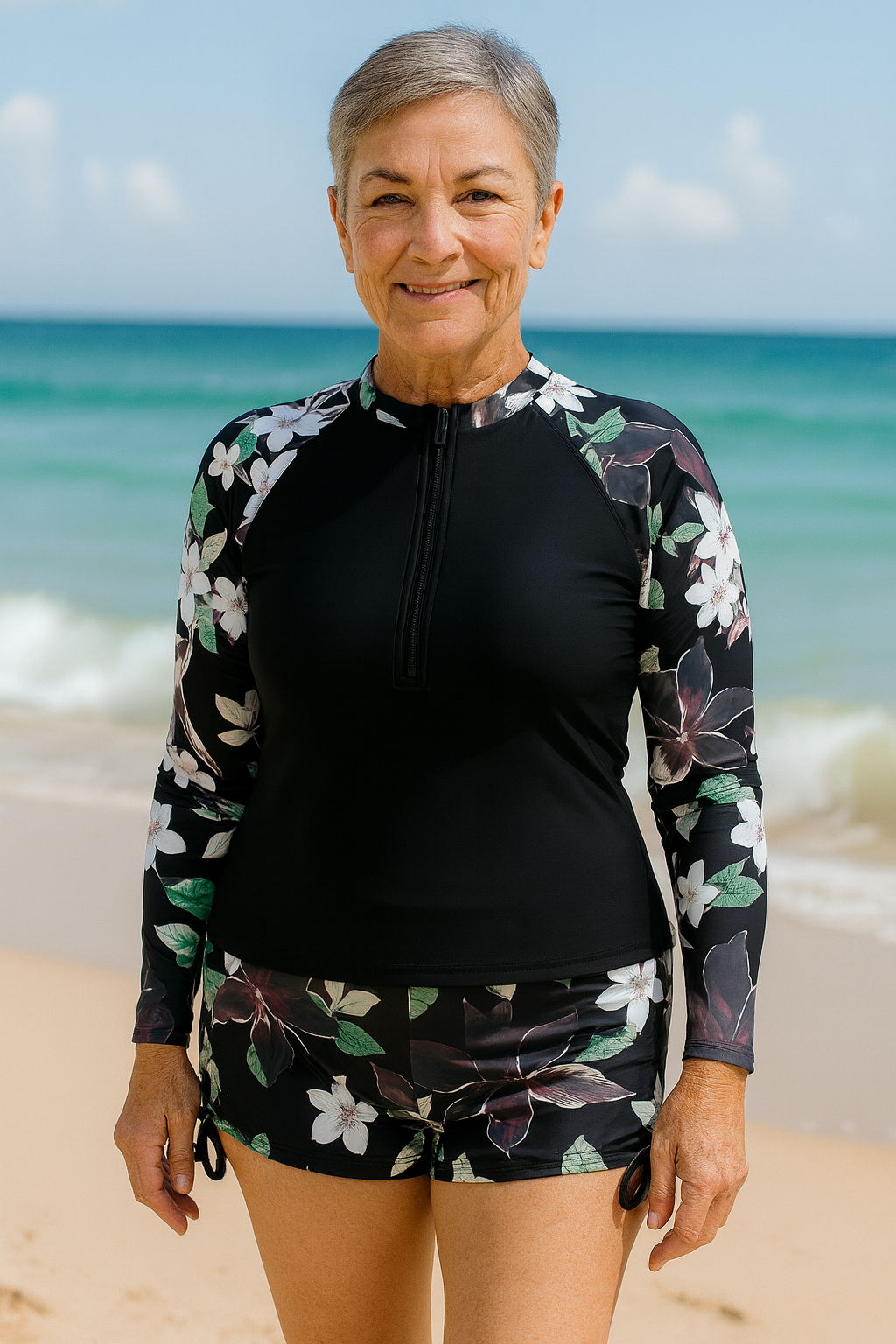 SereniSea Trajes de baño | Conjunto de erupción con protección UV: elegancia segura para el sol y facilidad para todo el día