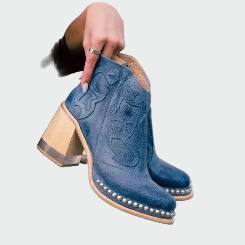 Irene | Botas De Cuero Bordadas Con Bordados Distintivos