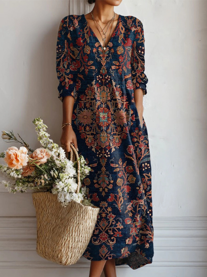 Vintage Floral Pocket Tunic Dress