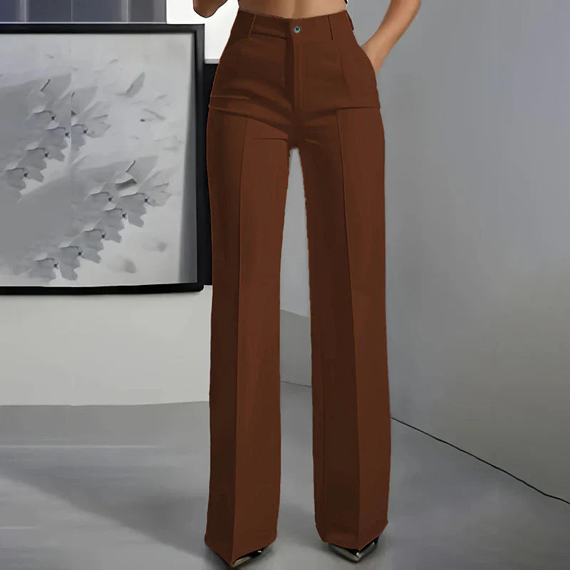 Emma | Pantalones de tiro alto de corte recto y elegante