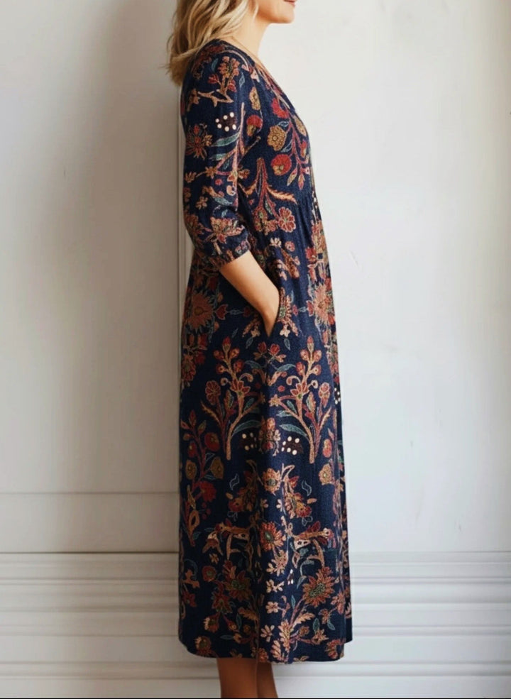 Vintage Floral Pocket Tunic Dress
