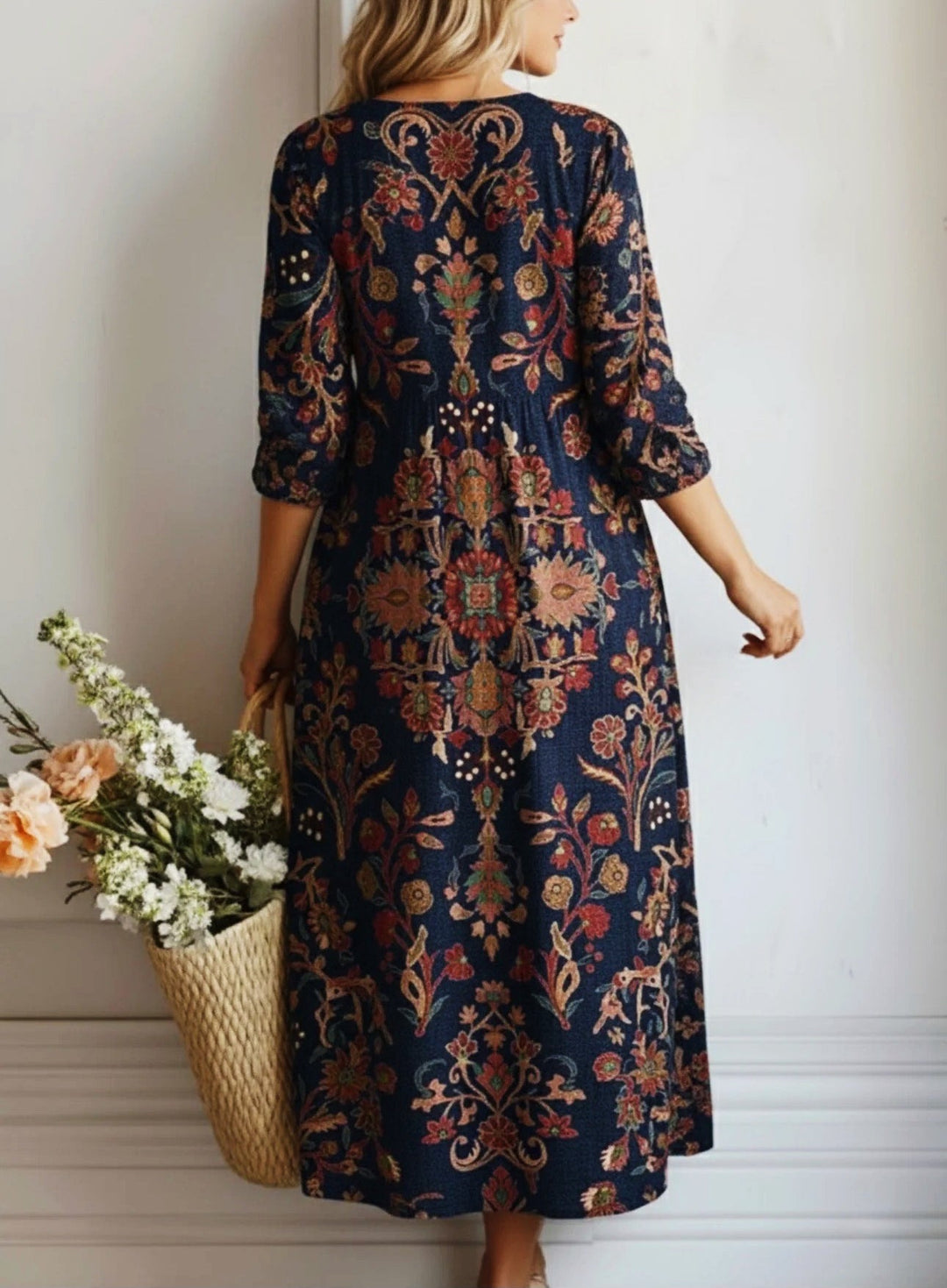 Vintage Floral Pocket Tunic Dress