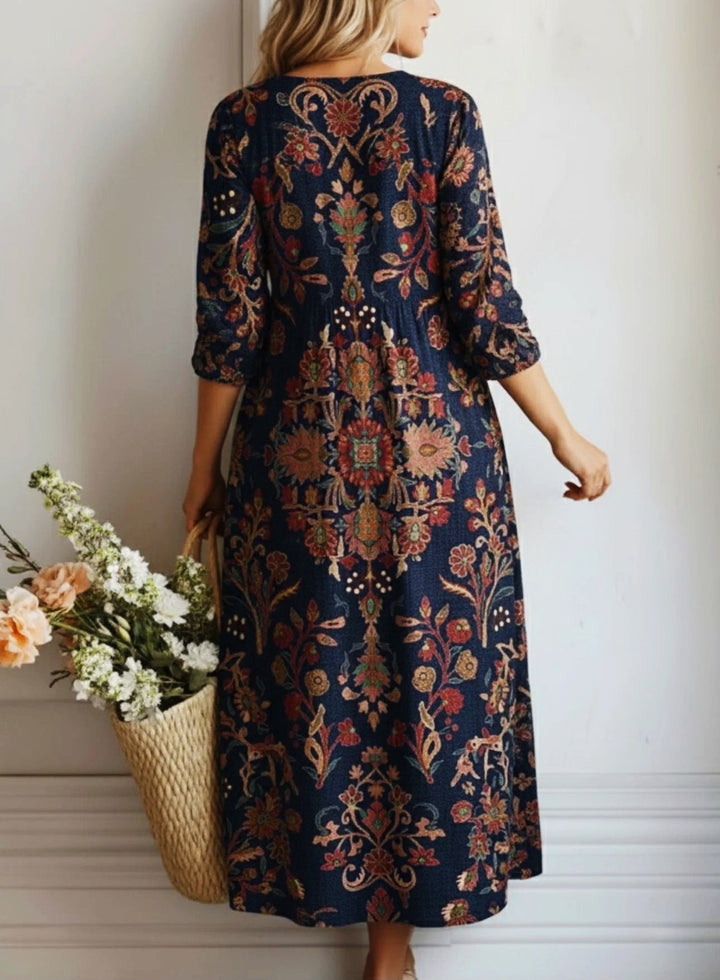 Vintage Floral Pocket Tunic Dress