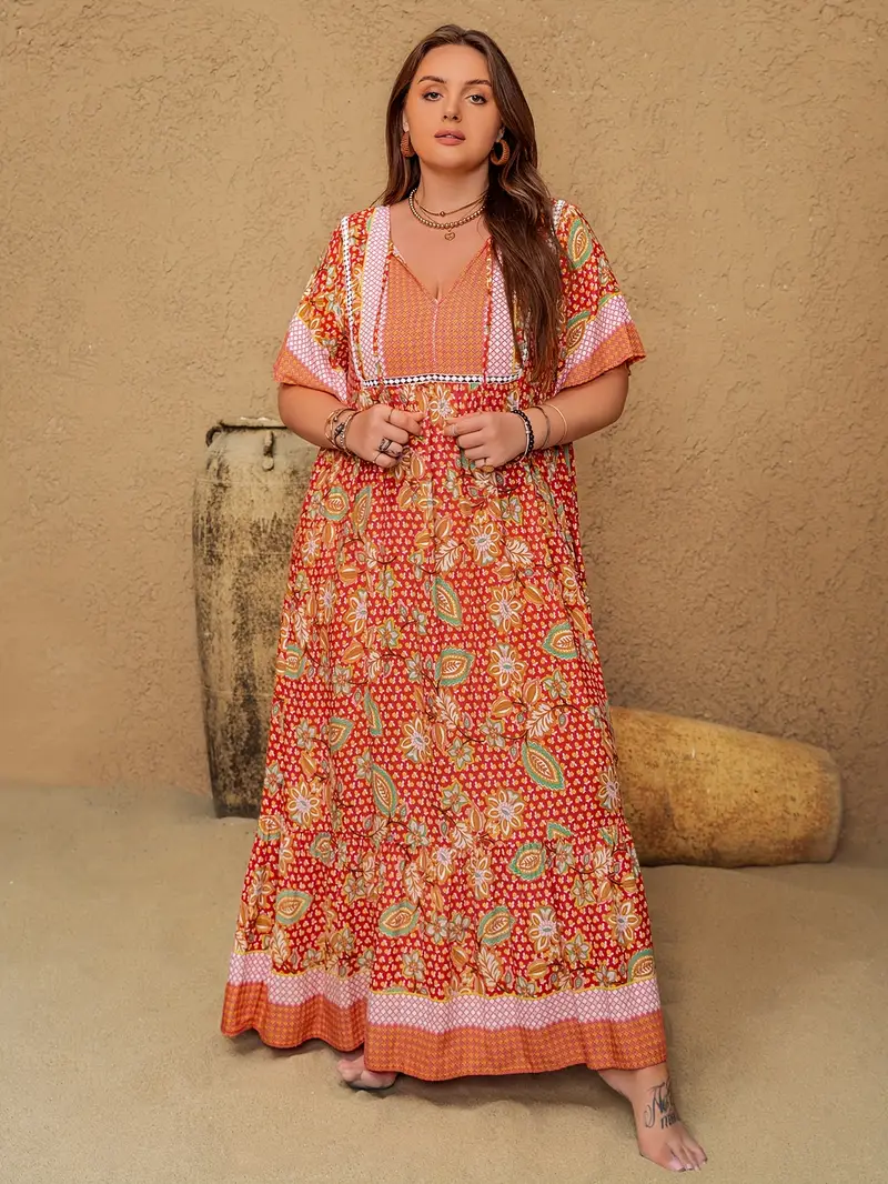 Boho Floral Maxi Dress – Plus Size