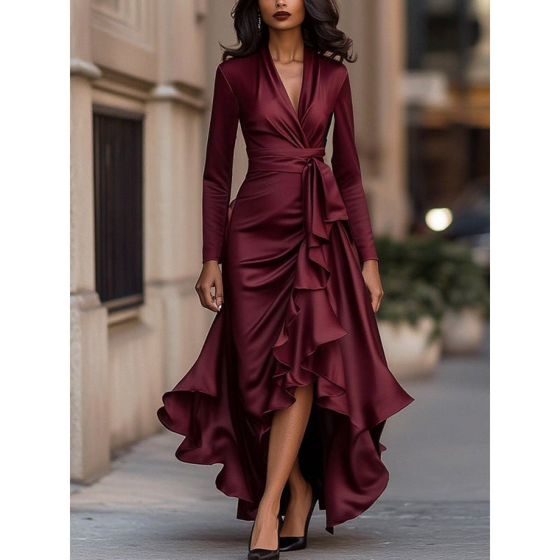 Constance | Wrap-Style Ruffle Maxi Dress