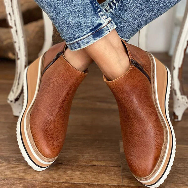 Catalina | Bota Elegante De Cuero Con Tacón Cómodo