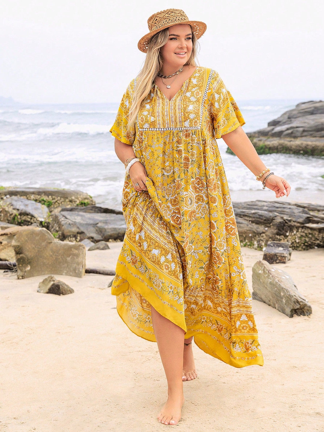 Boho Floral Maxi Dress – Plus Size