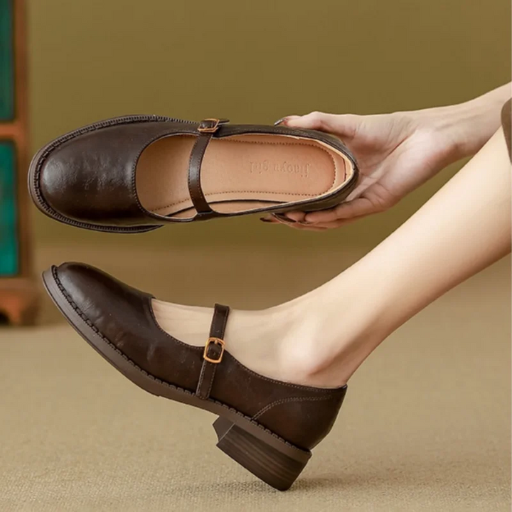 Mary Janes Clásicos de Confort Hechos de Cuero