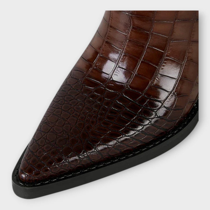 Camila | Botas Con Diseño Croco Y Tacón Elegante Diario