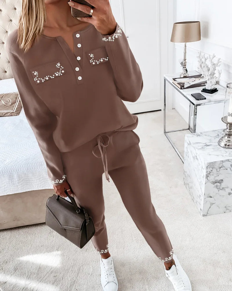 Elle | Conjunto de 2 piezas cómodo con perlas