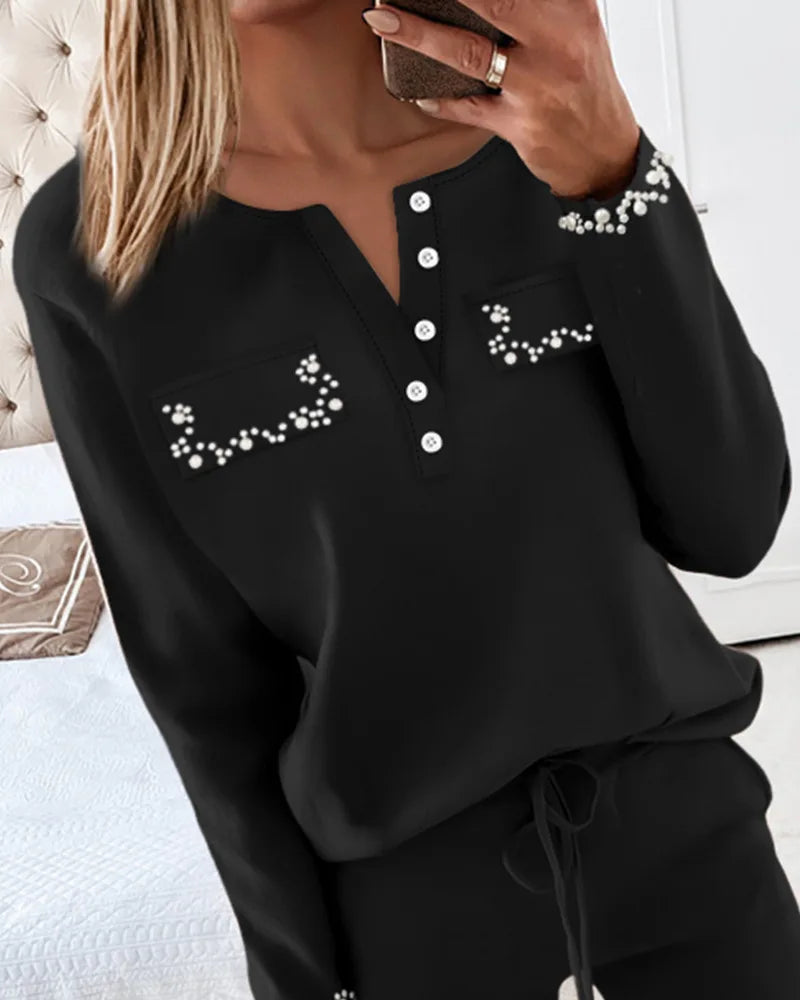 Elle | Conjunto de 2 piezas cómodo con perlas