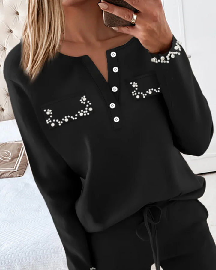Elle | Conjunto de 2 piezas cómodo con perlas