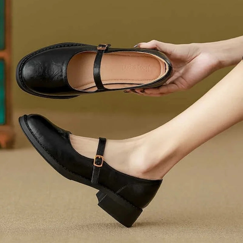 Mary Janes Clásicos de Confort Hechos de Cuero