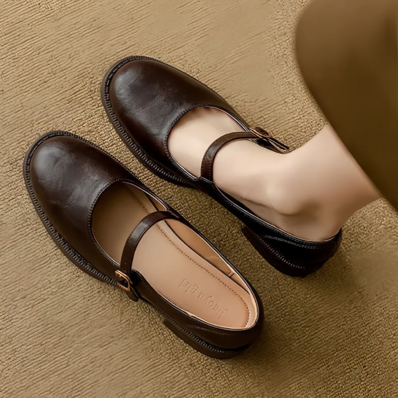 Mary Janes Clásicos de Confort Hechos de Cuero
