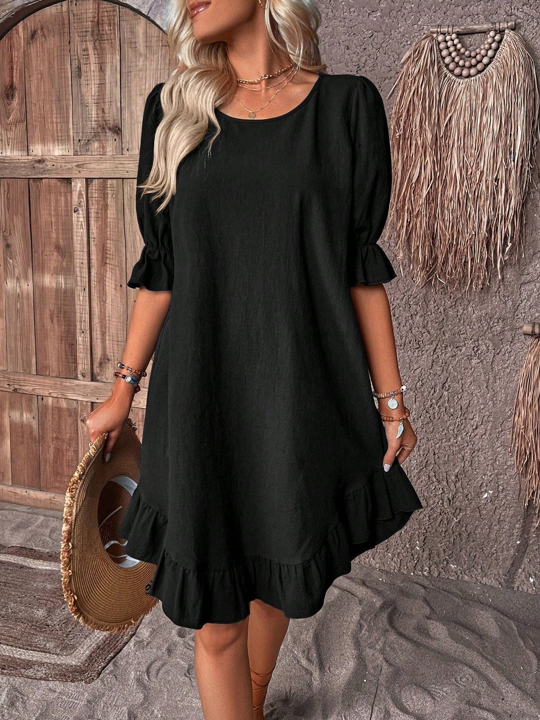 Rosette | Pleated Sleeve Dress
