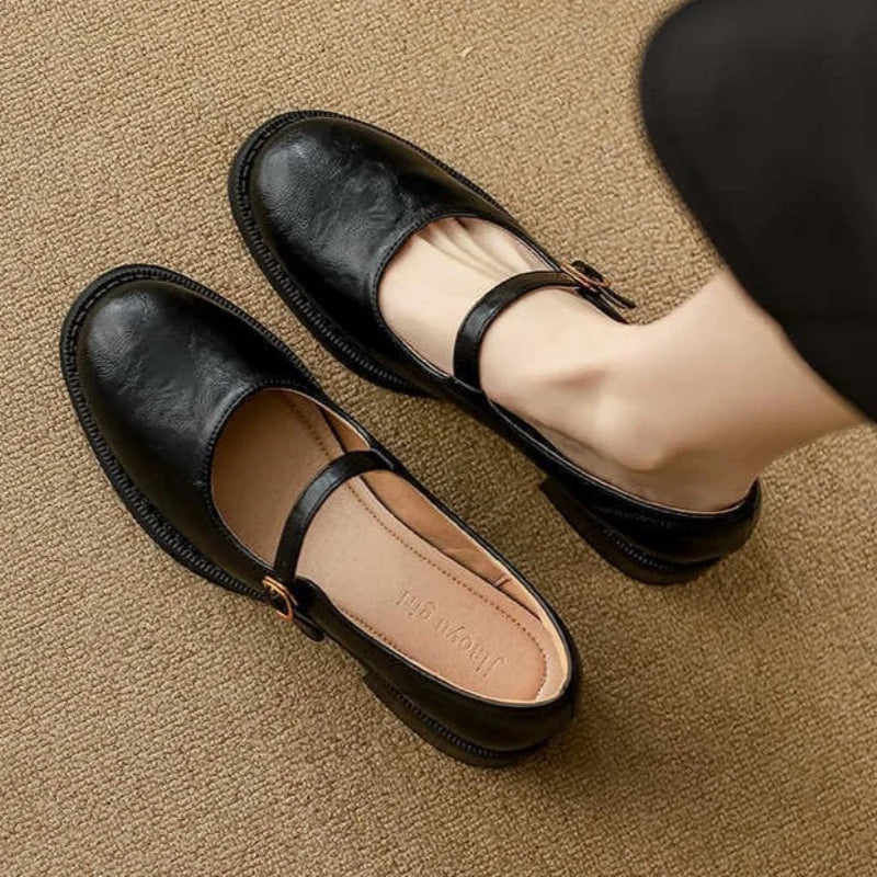 Mary Janes Clásicos de Confort Hechos de Cuero
