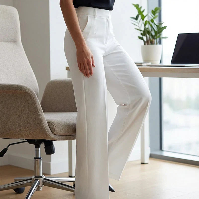 Emma | Pantalones de tiro alto de corte recto y elegante