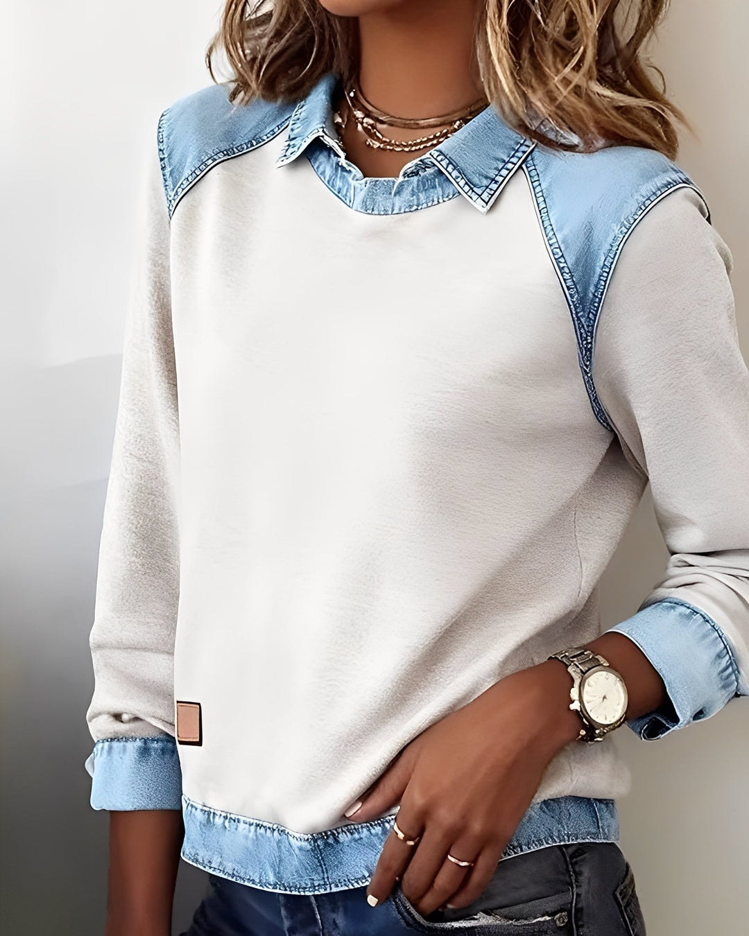 MARINA™ | SUÉTER POLO DE TEJIDO VAQUERO