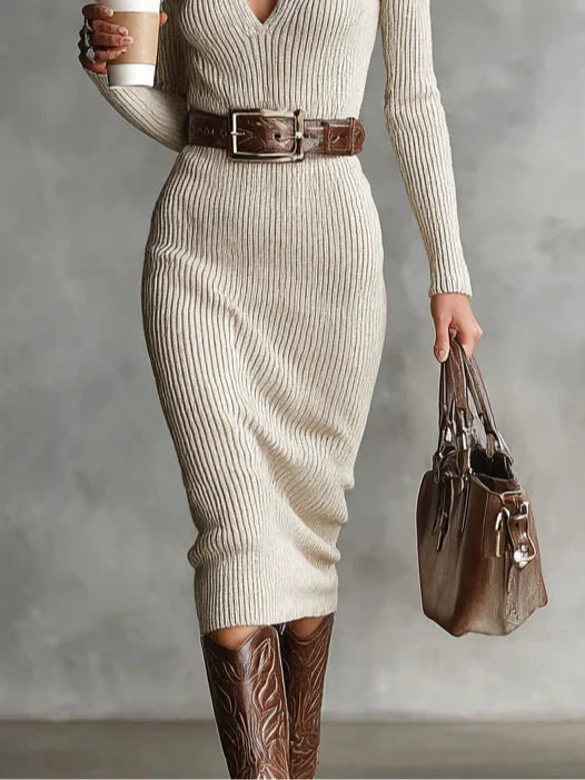 Arin – Vestido elegante de punto acanalado